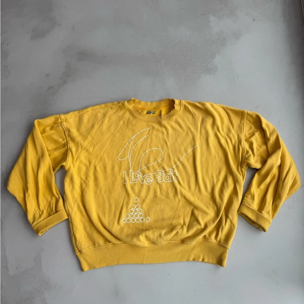 Authentic Molly Baz I Love Salt yellow / Mustard Crewneck Sweater - Picture 1 of 8